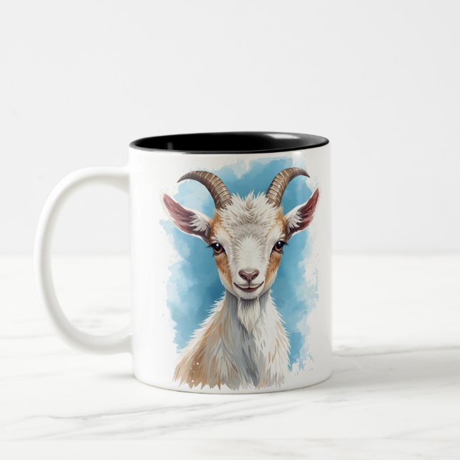 Tasse 2 Couleurs Chèvre de bébé souriant (Gauche)