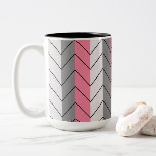 Tasse 2 Couleurs Chevron noir gris rose Chevron rayures