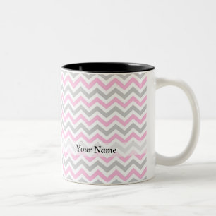 Tasse 2 Couleurs chevron rose et gris