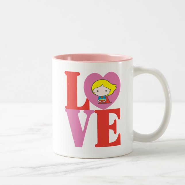 Tasse 2 Couleurs Chibi Supergirl LOVE (Droit)