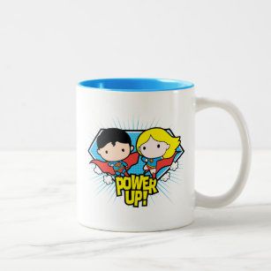 Tasse 2 Couleurs Chibi Superman & Chibi Supergirl Power Up!