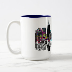 Tasse 2 Couleurs Chicago, Illinois en graffiti