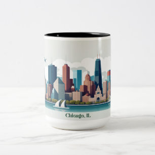Tasse 2 Couleurs Chicago Skyline Mug, 15oz
