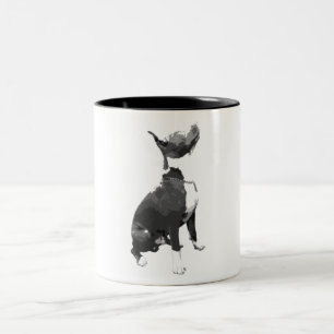 Tasse 2 Couleurs Chien à tête blanche et noir tendance