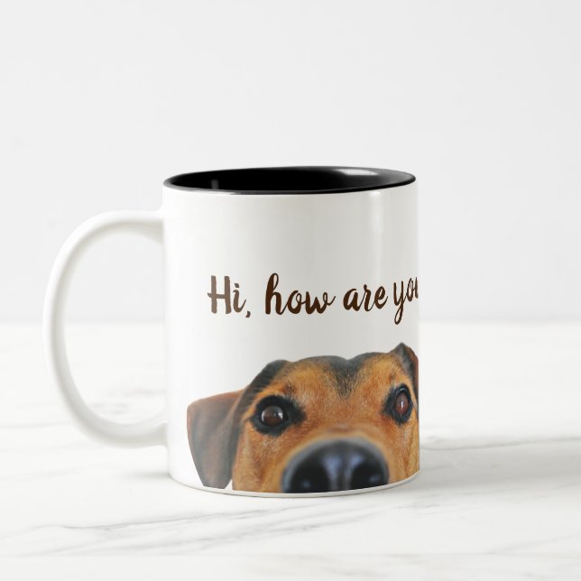 Tasse 2 Couleurs Chien Beagle Comment vas-tu ?Mug (Gauche)