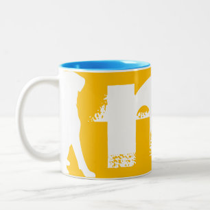 Tasse 2 Couleurs Chien chinois blanc Année Anniversaire Monogramme 