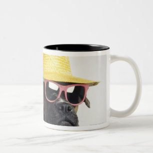 Tasse 2 Couleurs Chien de boxeur avec le casquette et les verres