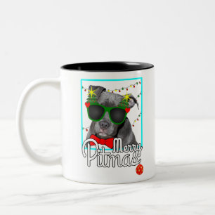 Tasse 2 Couleurs Chien de la fosse de Pitbull noël à joyeux pitmas