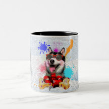 Chien de Sibérie Husky Mignon et Drôle pour Noël
