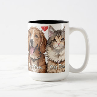 Tasse 2 Couleurs Chien Maman & Chat Papa - Amusant Animal Parent De