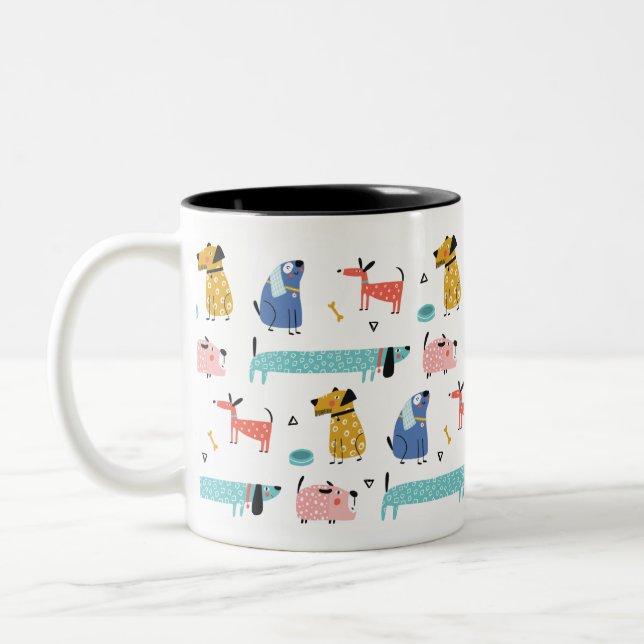 Tasse 2 Couleurs Chiens en caricature mignons (Gauche)