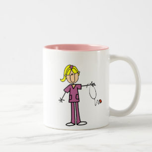 Tasse 2 Couleurs Chiffre femelle blond infirmière de bâton