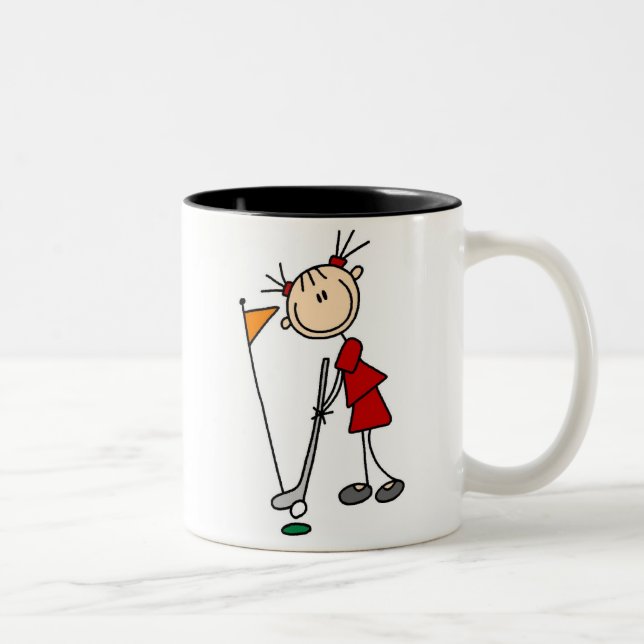 Tasse 2 Couleurs Chiffre femelle golfeur de bâton (Droit)
