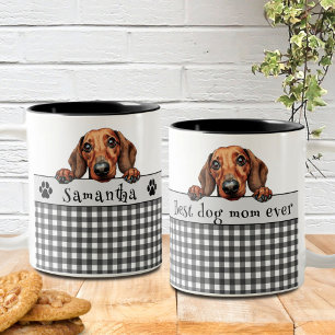 Tasse 2 Couleurs Chig Mom Dachshund Texte personnalisé