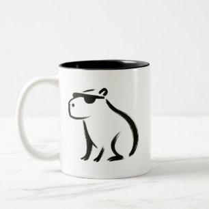 Tasse 2 Couleurs Chill Capybara - Conception de pinceau d'encre sur
