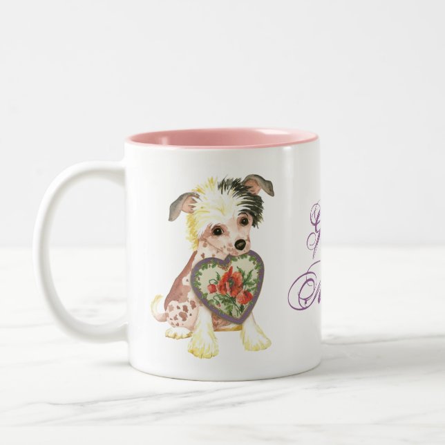 Tasse 2 Couleurs Chinois Crested Heart Maman (Gauche)