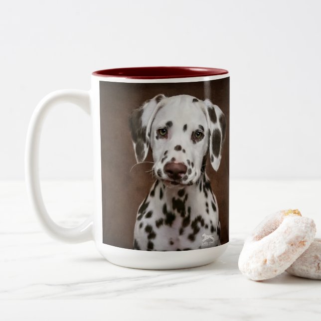 Tasse 2 Couleurs Chiot dalmate (Avec donut)