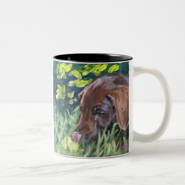 Tasse 2 Couleurs Chiot de laboratoire de chocolat (Droit)