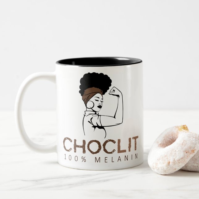 Tasse 2 Couleurs Choclit femme noire forte (Avec donut)
