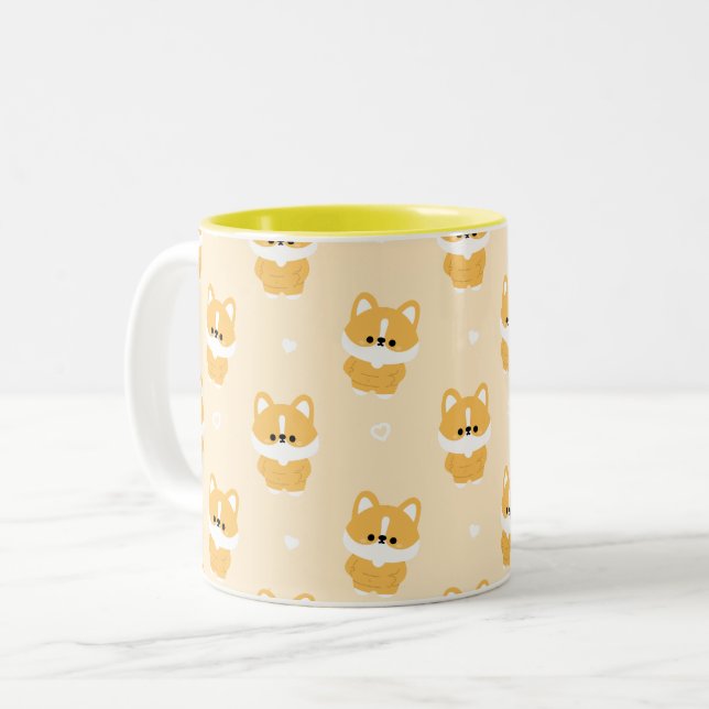 Tasse 2 Couleurs Chonky Corgi (Devant gauche)