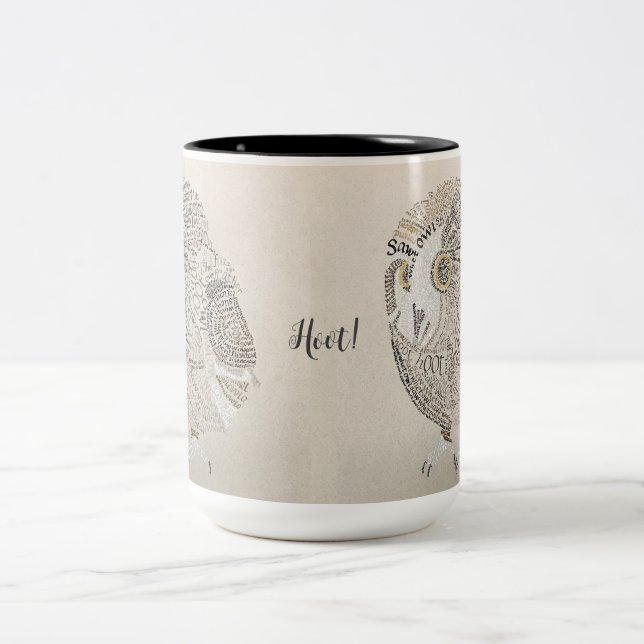 Tasse 2 Couleurs Chouette Calligraphie (Centre)