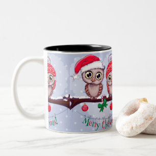 Tasse 2 Couleurs Chouette douce à Noël