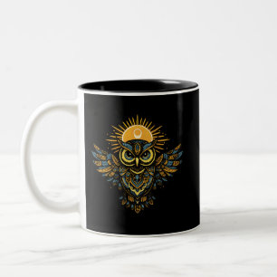 Tasse 2 Couleurs Chouette Gardienne Céleste Art avec Halo Solaire
