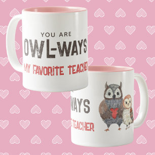 Tasse 2 Couleurs Chouette Mon Enseignant Préféré Appréciation Cadea