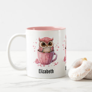 Tasse 2 Couleurs Chouette rose mignonne en coupe
