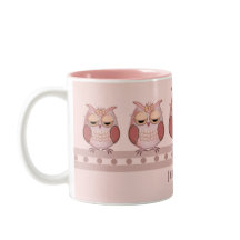 Chouettes roses et nom personnalisé
