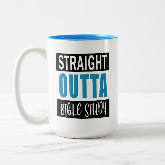 Tasse 2 Couleurs Christian Funny Bible Study Citation Bleu (Gauche)