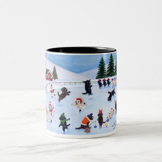 Tasse 2 Couleurs Christmas Labrador Fun Peinture (Centre)