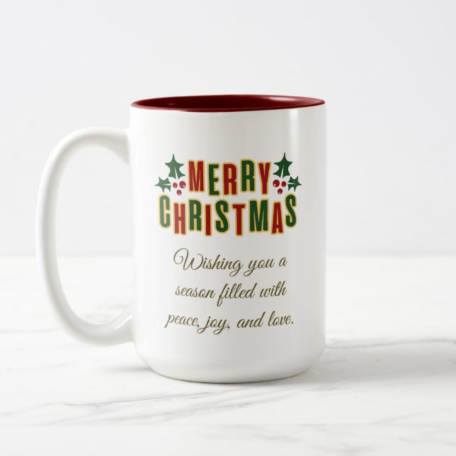 Tasse 2 Couleurs Christmas Tree Gold Glitter Modern Gift, White  (Gauche)