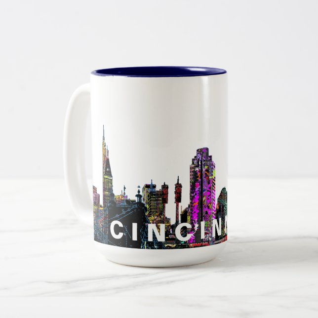 Tasse 2 Couleurs Cincinnati, Ohio en graffiti (Devant gauche)