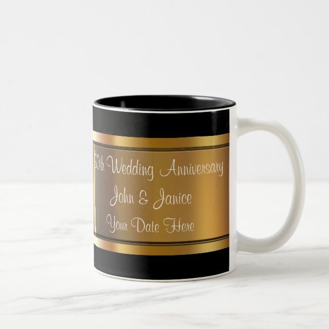 Tasse 2 Couleurs cinquantième Anniversaire de mariage (Droit)