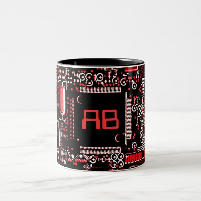 Tasse 2 Couleurs Circuit rouge 2 monogramme muet (Centre)