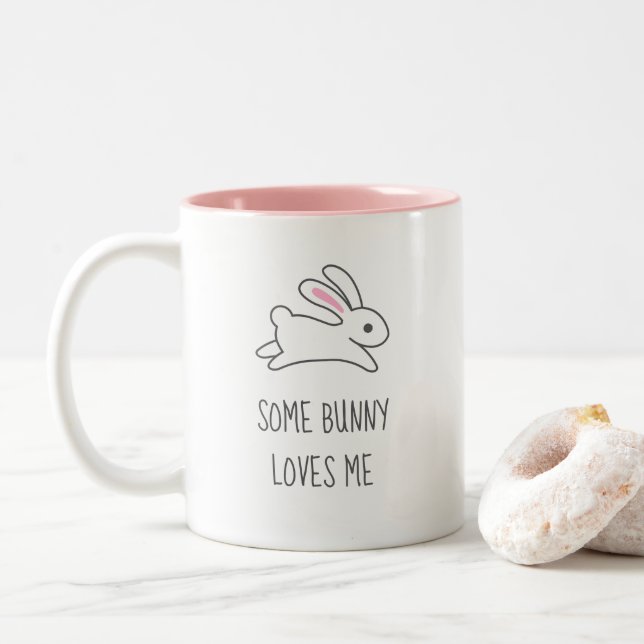 Tasse 2 Couleurs Citation de lapin coureur mignonne (Avec donut)