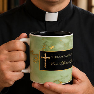 Tasse 2 Couleurs Citation de l'Écriture en marbre crucifix