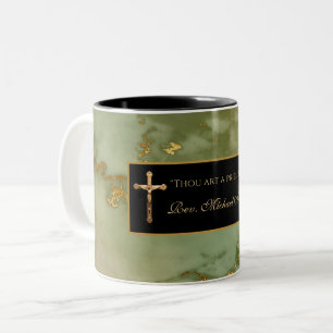 Tasse 2 Couleurs Citation de l'Écriture en marbre crucifix
