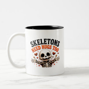 Tasse 2 Couleurs 🤍 Citation drôle de squelette d'Halloween 💀
