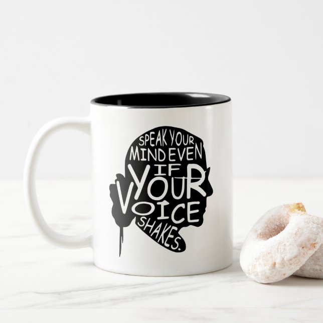 Tasse 2 Couleurs Citation du cadeau féministe, célèbre RBG (Avec donut)