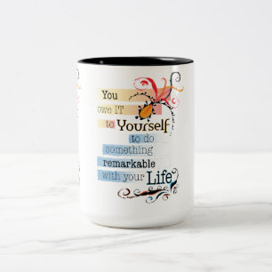 Tasse 2 Couleurs Citation illustrée inspirante de VIE remarquable