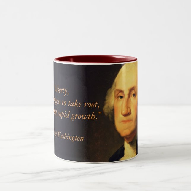 Tasse 2 Couleurs Citation "liberté " de George Washington (Centre)