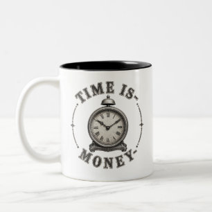 Tasse 2 Couleurs Citation Vintage Horloge Alarm Motivante « Time Is