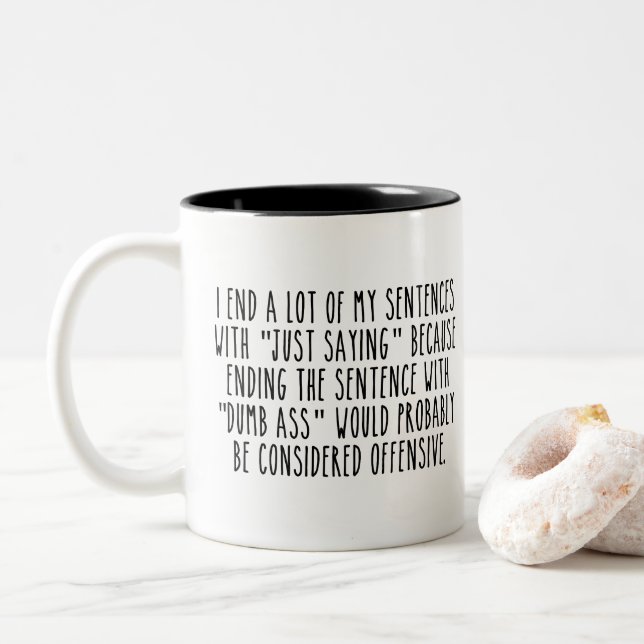 Tasse 2 Couleurs Citations amusantes café (Avec donut)