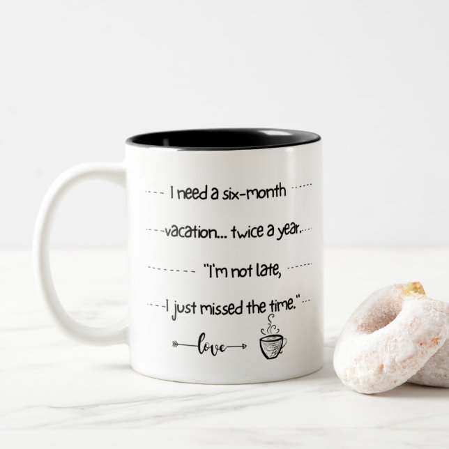 Tasse 2 Couleurs Citations Drôles sur le Café  (Avec donut)