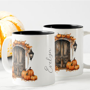 Tasse 2 Couleurs Citrouille de porte sur mesure Elegant Vintage Fal