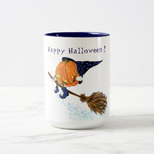 Tasse 2 Couleurs Citrouille de sorcière à café Halloween avec chamb