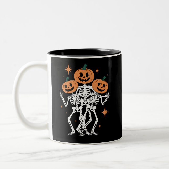 Tasse 2 Couleurs Citrouille Skeleton Halloween Citrouille saison Éf (Gauche)
