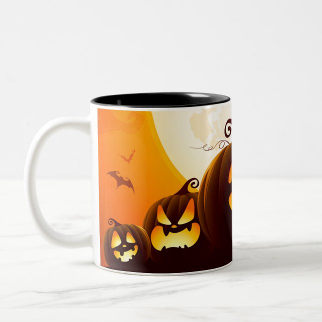 Tasse 2 Couleurs Citrouilles d'Halloween sous les serviettes d'affi (Gauche)